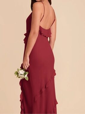 Birdy Grey Valentina Red Ruffle Maxi Dress- Burgundy